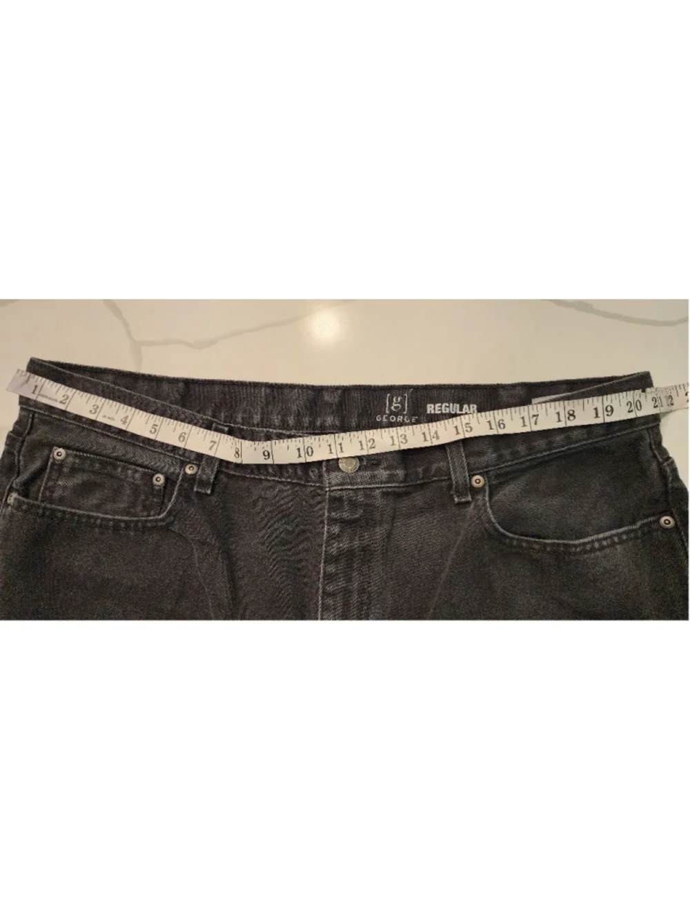George Men's Black Regular Fit Straight Leg Jeans 40x30 100% Cotton Denim